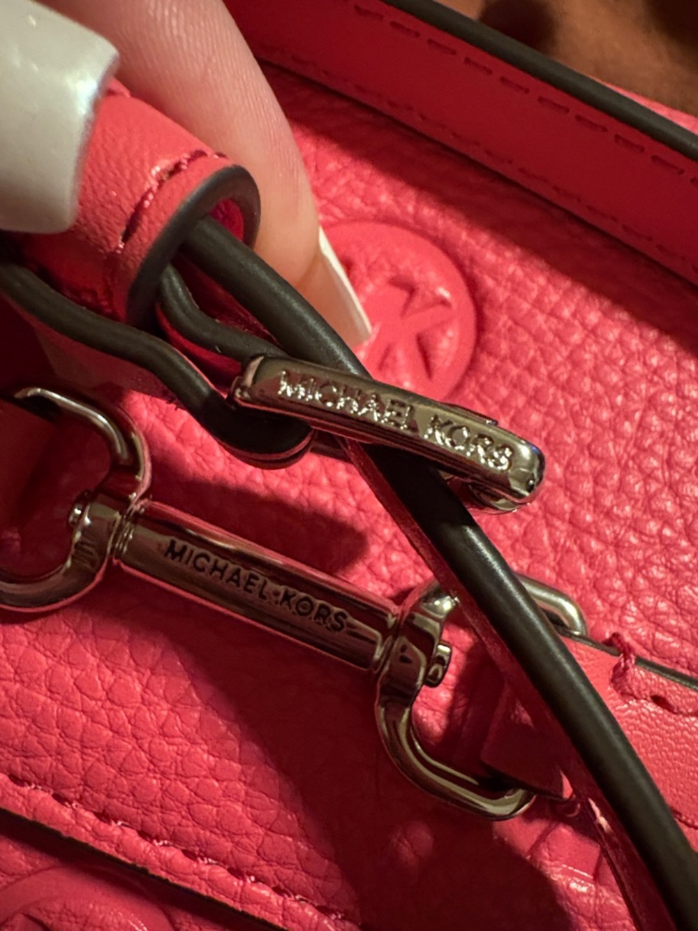 Michael Kors Hibiscus 🌺 Pink Embossed MK Leather Clutch with Silver Hardware ✔️📸 - Picture 16 of 16